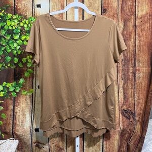 Light Carmel Ruffle Hem Tee Size XXL